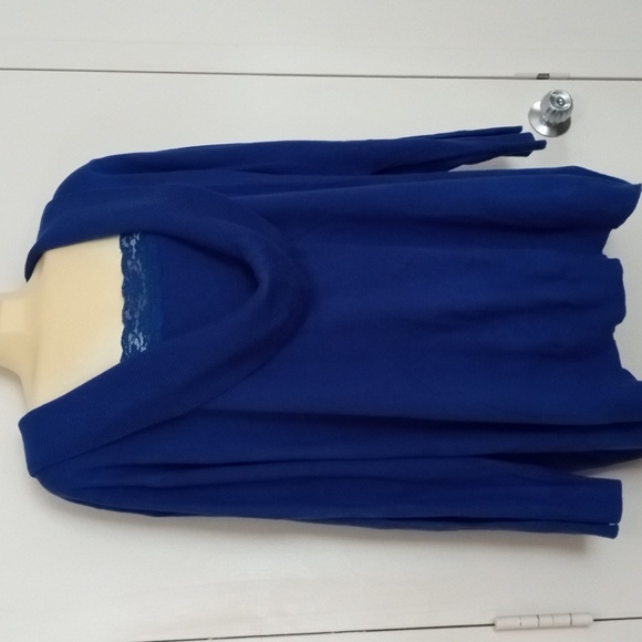 Elegant Royal Blue Lace Inset Sweater NWOT Size 30/32 - Picture 2 of 9